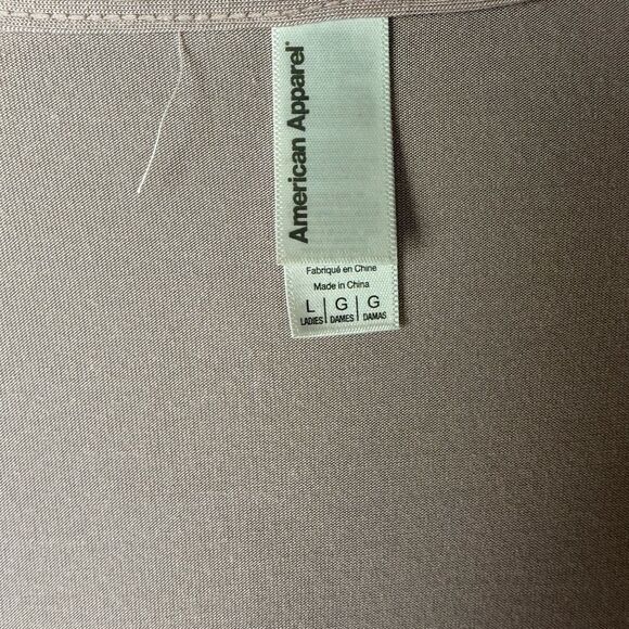 American Apparel One Piece Bodysuit Women's Pink Beige Long Sleeve V-Neck - Picture 3 of 5